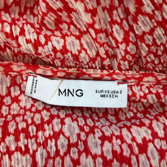 Mango Red Floral Midi Dress with Short Sleeves - Picture 7 of 7